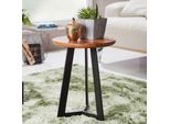 Finebuy Tavolino SV51462 Tavolino In Legno Di Sheesham In Metallo Stile Industriale Sgabello In Vero Legno Soggiorno Tavolo In Legno Tavolo Da Divano Tavolo Con Gambe In Metallo Tavolino
