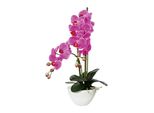 Orchidea Phalaenopsis 50 Cm Viola - Pianta Artificiale Di Facile Manutenzione In Ciotola Di Ceramica Bianca