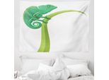 Abakuhaus Arazzo Caricaturale, Grumpy Lizard Esotico In Morbido Tessuto Microfibra Lavabile Senza Scolorimento Stampa Digitale, 150 X 110 Cm, Verde Bianco