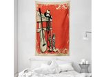 Abakuhaus America Arazzo E Copriletto, Musica Country Far West In Morbido Tessuto Microfibra Lavabile Senza Scolorimento Stampa Digitale, 140 X 230 Cm, Arancione Beige