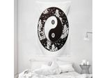 Abakuhaus Ying Yang Arazzo E Copriletto, Stelle, Luna, Cielo Notturno In Morbido Tessuto Microfibra Lavabile Senza Scolorimento, Stampa Digitale, 140 X 230 Cm, Bianco E Nero