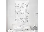 Abakuhaus Tappeto Da Parete E Copriletto Bianco E Nero, Cagnolino Digitale In Morbido Tessuto Microfibra Lavabile Senza Scolorimento, Stampa Digitale, 140 X 230 Cm, Bianco E Nero