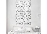 Abakuhaus Arazzo Geometrico E Copriletto, Grigio Cerchio In Morbido Tessuto Microfibra Lavabile Senza Scolorimento Stampa Digitale, 140 X 230 Cm, Grigio Scuro Bianco