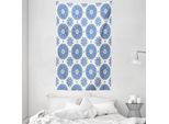 Abakuhaus Arazzo E Copriletto Paisley, Blu Vintage Francese In Morbido Tessuto Microfibra Lavabile Senza Scolorimento, Stampa Digitale, 140 X 230 Cm, Blu Bianco