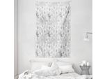 Abakuhaus Arazzo E Copriletto Grigio, Fiori Astratti Abbozzati In Morbido Tessuto Microfibra Lavabile Senza Scolorimento, Stampa Digitale, 140 X 230 Cm, Grigio Chiaro E Bianco