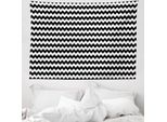 Abakuhaus Arazzo Angolare, Zigzag Bianco E Nero In Morbido Tessuto Microfibra Lavabile Senza Scolorimento Stampa Digitale, 150 X 110 Cm, Bianco Nero