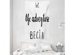 Abakuhaus Arazzo E Copriletto Adventure, Wise Words Doodle In Morbido Tessuto Microfibra Lavabile Senza Scolorimento Stampa Digitale, 140 X 230 Cm, Bianco Nero