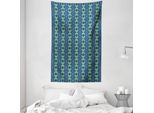 Abakuhaus Arazzo E Copriletto Blu E Verde, Motivo Geometrico A Zigzag In Morbido Tessuto Microfibra Lavabile Senza Scolorimento Stampa Digitale, 140 X 230 Cm, Verde Chiaro Blu Scuro