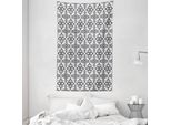 Abakuhaus Arazzo E Copriletto Bianco E Nero, Piastrelle Portoghesi In Morbido Tessuto Microfibra Lavabile Senza Scolorimento, Stampa Digitale, 140 X 230 Cm, Bianco E Nero