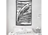 Abakuhaus Arazzo E Copriletto Wal, Vintage Stripy Seefisch In Morbido Tessuto Microfibra Lavabile Senza Scolorimento Stampa Digitale, 140 X 230 Cm, Bianco E Nero