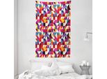 Abakuhaus Arazzo Geometrico E Copriletto, Motivo In Stile Bauhaus In Morbido Tessuto Microfibra Lavabile Senza Scolorimento Stampa Digitale, 140 X 230 Cm, Multicolore