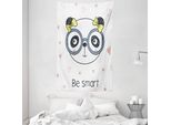 Abakuhaus Arazzo E Copriletto Geek, Doodle Panda Girl Glasses In Morbido Tessuto Microfibra Lavabile Senza Scolorimento Stampa Digitale, 140 X 230 Cm, Multicolore