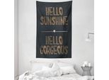 Abakuhaus Ciao Splendido Arazzo E Copriletto, Ciao Sole! Realizzato In Morbido Tessuto In Microfibra Lavabile Senza Scolorimento Stampa Digitale, 140 X 230 Cm, Grigio Antracite Marrone Sabbia