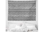 Abakuhaus Arazzo Azteco, Rombi Monocromatici In Morbido Tessuto Microfibra Lavabile Senza Scolorimento Stampa Digitale, 150 X 110 Cm, Bianco E Nero