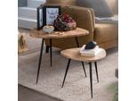 Finebuy Set Di 2 Tavolini Da Caffè In Legno Massiccio Di Acacia / Tavolino In Metallo Tavolino Di Design Piccolo Set Di Due Tavolini In Legno Tavolino Da Soggiorno Tavolino Con Struttura In Metallo