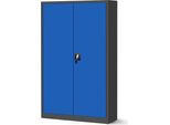 Armadio Per Ufficio C001II Armadio Per Archiviazione Armadio Multiuso Armadio In Metallo 4 Ripiani Verniciatura A Polvere 185 Cm X 115 Cm X 40 Cm Blu Antracite