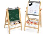 Costway Tavola Per Bambini 3 In 1 Tavola In Legno Pieghevole Regolabile In Altezza Per Bambini A Partire Da 3 Anni Con Doppia Tavola E Vano Portaoggetti