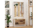 Parete Anticamera Houseland Chester Bianco/Rovere Naturale