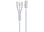 2GO 797316 2GO 3In1 Usb Led Kabel Blau 150Cm FüR Micro-Usb