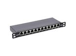 Inline® 25,40Cm (10") Patchfeld Cat.6A 0,5HE 12-Fach, Schwarz, RAL9005 (76819S)"