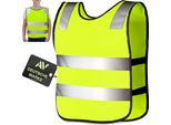 Avana Gilet Alta Visibilità Per Bambini (3-12 Anni) Gilet Di Sicurezza Riflettente Gilet Alta Visibilità Gilet Riflettente - Giallo Neon