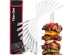 Avana Spiedini Da Barbecue In Acciaio Inox 10 Pezzi Spiedini Shashlik Riutilizzabili 43Cm Spiedini Per Carne Grill Kebap Schampura Spiedini Lunghi Per Carne E Verdure