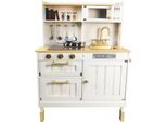 4Iq Play Kitchen Cucina Giocattolo In Legno Per Bambini Littlechef Bianco 70X30X93,5 Cm Con Accessori
