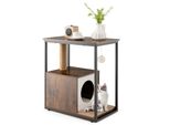 Costway Tiragraffi 3In1, Tavolino E Casetta Per Gatti, Mobili Per Gatti Tutto In Uno Con Tappetino Tiragraffi Rimovibile, Palla, Tronco In Sisal 60X34X66Cm Marrone
