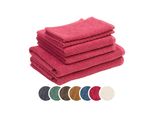 Set Di Asciugamani Sleepling Liebling Con Struttura Alta E Bassa, 2 Asciugamani 50 X 100 Cm, Asciugamani Da Doccia 70 X 140 Cm, Asciugamani Per Ospiti 30 X 50 Cm, Rosso