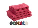 Set Di Asciugamani Sleepling Liebling A Spina Di Pesce, 2 Asciugamani 50 X 100 Cm, Asciugamani Da Doccia 70 X 140 Cm, Asciugamani Per Ospiti 30 X 50 Cm, Altamente Assorbenti, Rosso