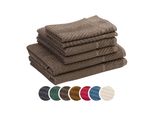 Set Di Asciugamani Sleepling Liebling A Spina Di Pesce, 2 Asciugamani 50 X 100 Cm, Asciugamani Da Doccia 70 X 140 Cm, Asciugamani Per Ospiti 30 X 50 Cm, Altamente Assorbenti, Cioccolato