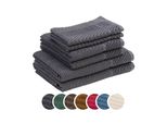 Set Di Asciugamani Sleepling Liebling A Spina Di Pesce, 2 Asciugamani 50 X 100 Cm, Asciugamani Da Doccia 70 X 140 Cm, Asciugamani Per Ospiti 30 X 50 Cm, Altamente Assorbenti, Antracite