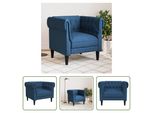 The Living Store Poltrona Chesterfield Tessuto Blu