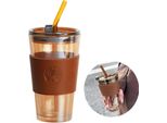 Flamenco Mystique Barevný SkleněNý Hrnek Na KáVu A čAj Se SláMkou A VíčKem 450 Ml Cup09Br