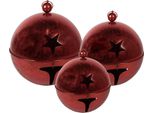Campana Decorativa Natalizia Clayre & Eef Ø 62 / Ø 52 / Ø 42 Cm In Metallo Rosso