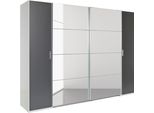 Dreh-/SchwebetüRenschrank Wimex "Lotto", Weiß (Weiß, Graphit, Spiegel), B:270Cm H:210Cm T:65Cm, SchräNke, SchwebetüRenschrank Kleiderschrank