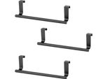 Set Di 3 Portasciugamani Sospesi | Portasciugamani Da Cucina Per Ante Di Armadietti | Portasciugamani Nero Senza Foratura | Portasciugamani Da Porta Come Barra, Salvaspazio Per Appendere Gli Strofinacci In Cucina 23Cm