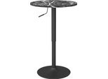 Homcom Tavolo Da Bar Tavolo Alto Tavolo Da Pranzo Rotondo Per 2 Persone, Tavolo Da Cucina Con Aspetto In Marmo Per Soggiorno, Sala Da Pranzo, Stanze Piccole, Nero, Ø60 X 68-93,5 Cm