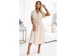 Numoco Abito Camicia Donna Kyria Beige Taglia Unica