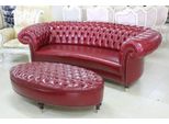 Set Divano Chesterfield 3 Posti + Sgabello Mobili Imbottiti Divani In Pelle Divani