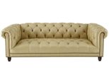 Beige Tre Posti In Pelle Chesterfield Soggiorno Design Moderno Divano Nuovo