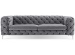 Divano Chesterfield A Tre Posti Grigio Mobili Creativi Tessuto Soggiorno Moderno