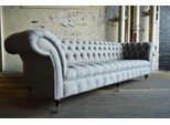 Divano Grande Xxl Divano Chesterfield 245Cm Divani Imbottiti 4 Posti In Similcuoio #307