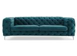 Divano Chesterfield Tre Posti Verde Mobili Creativi Tessuto Soggiorno Nuovo