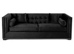 Divano A Tre Posti Nero Imbottito Divano Chesterfield Nuovo Soggiorno In Tessuto Design