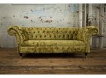 Divano Xxl Grande Divano A 3 Posti Chesterfield Imbottito Set Di Sedili In Pelle Tessile Giallo