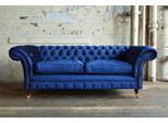 Jv MöBel Xxl Grande Divano 3 Posti Chesterfield Tessile Blu