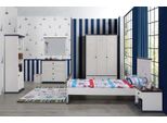 Camera Da Letto Set Per Bambini Armadio Moderno Cassettiera Tavolo Legno Bianco Nuovo 5 Pz.