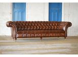 Jv Furniture Divano Chesterfield Marrone A 4 Posti Nuovo