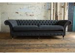 Divano Xxl 4 Posti Divano Chesterfield Imbottito Set Di Sedili In Pelle Tessile Nero